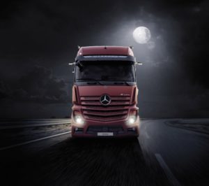 Mercedes-Benz Actros in moonlight