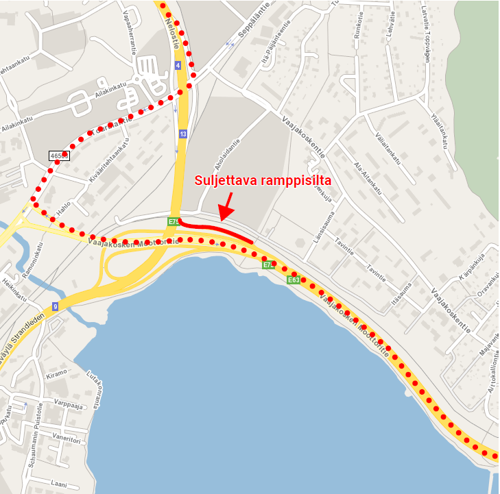 3.	Vaajakosken moottoritieltä Tourulan Nesteen kulmalle ja edelleen Tourulan eritasoliittymään