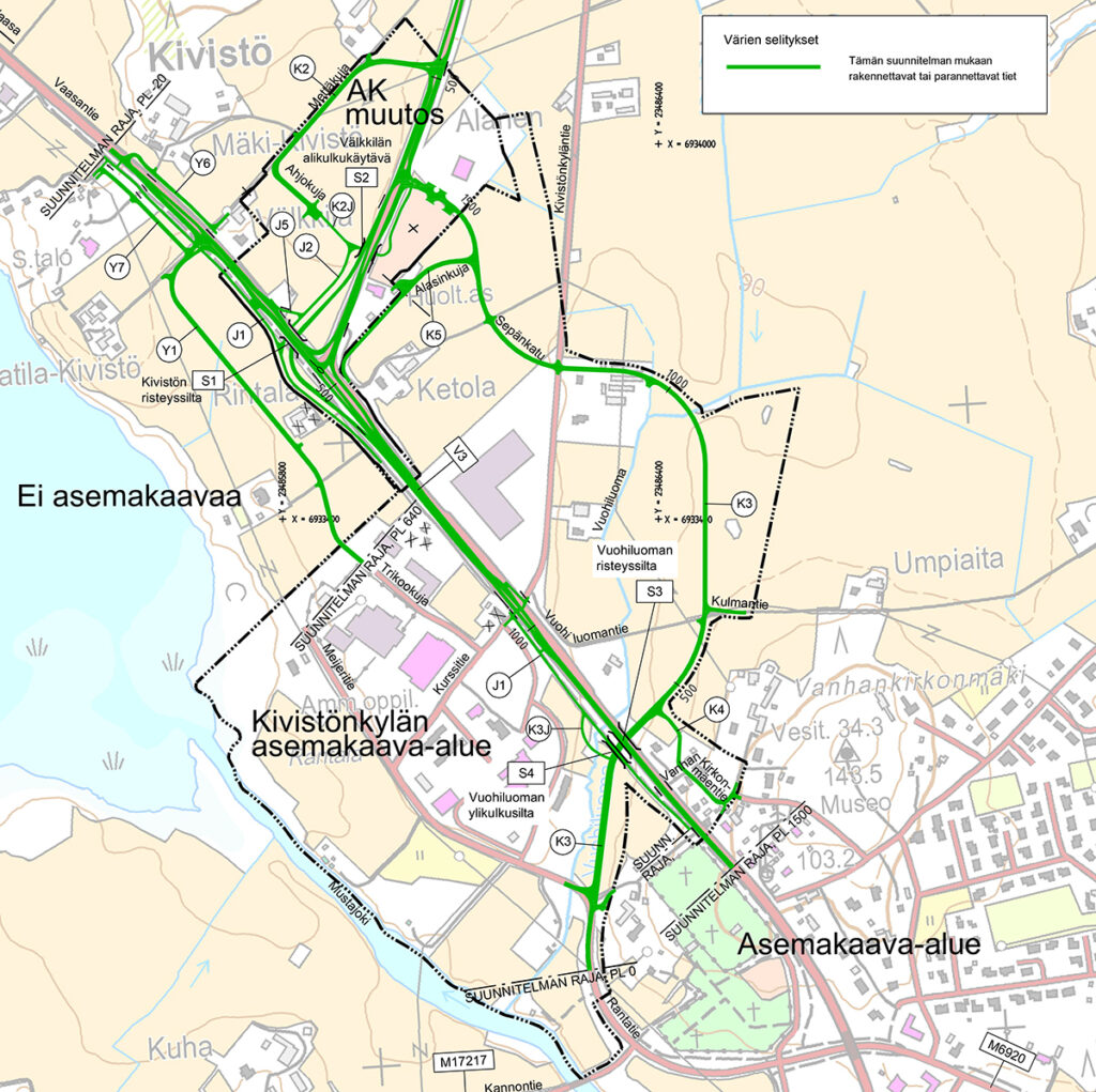 Yleiskartta vt 3 ja vt 19 liittymäalue