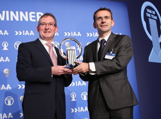 Pierre Lahutte, Iveco Brand President (right) with Jarlath Sweeney, President of the Van of the Year Jury